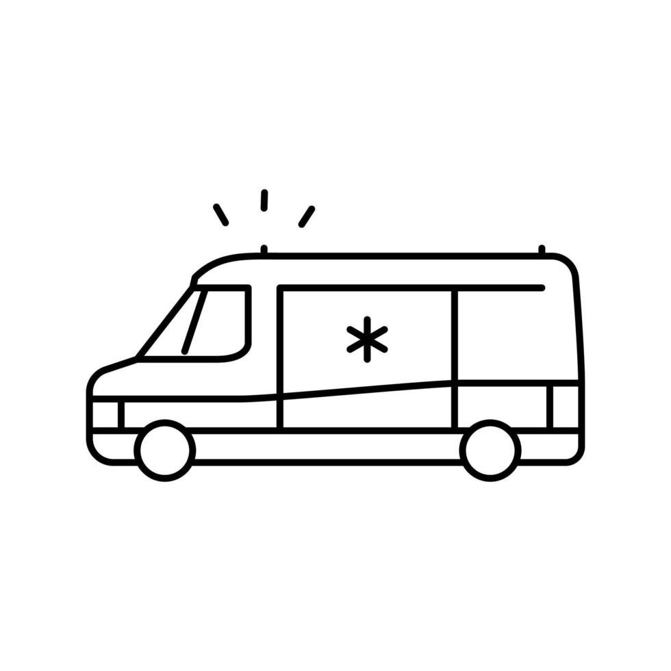 ilustração vetorial de ícone de linha de primeiros socorros de ambulância vetor