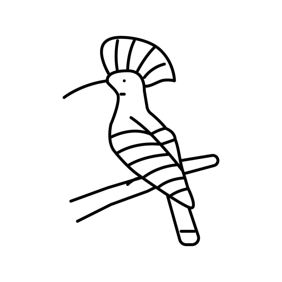 ilustração vetorial de ícone de linha exótica de pássaro poupa vetor