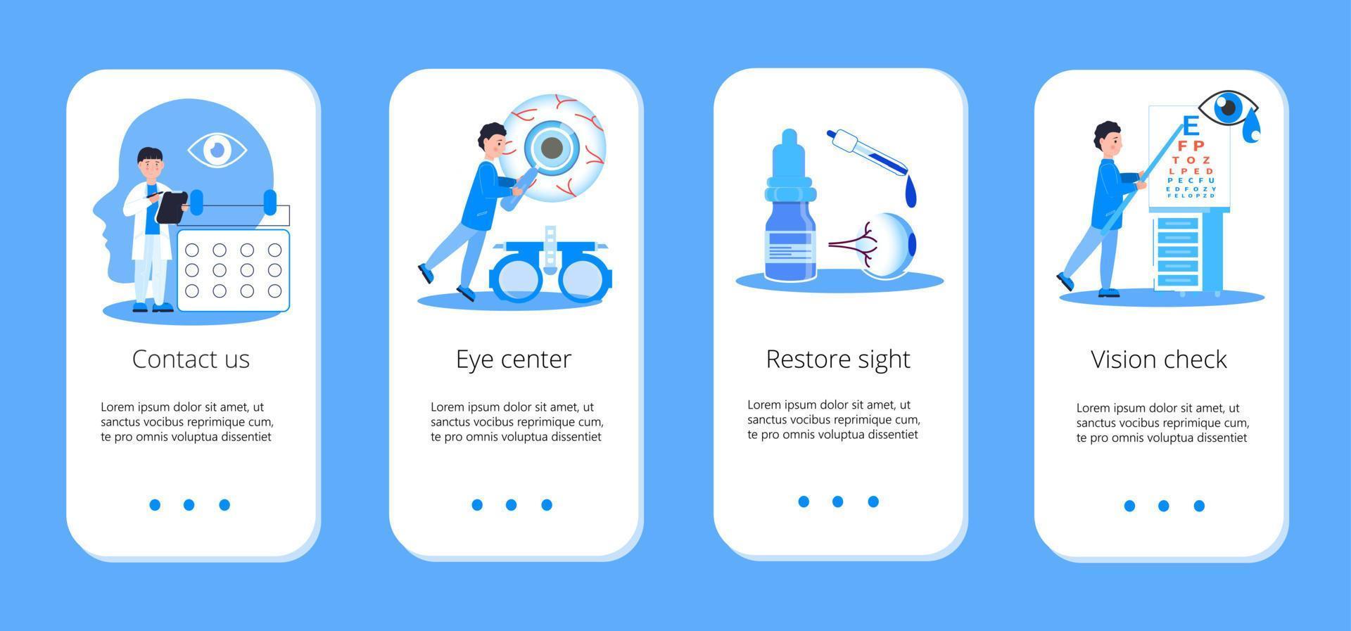 vetor de conceito médico oftalmologista. verificação de visão com conceito de personagem de pessoas minúsculas para aplicativos, banner, flyer, interface do usuário.