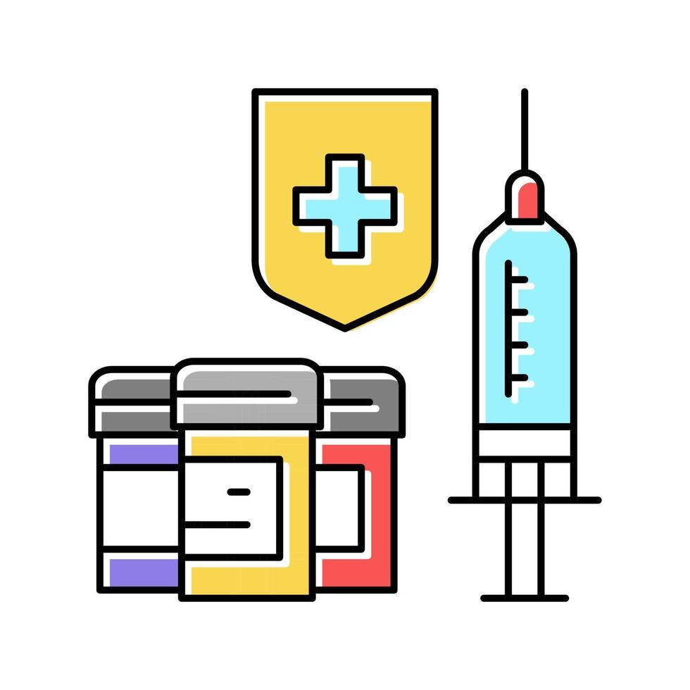 tratamento médico de seringa e saúde protegem a ilustração vetorial de ícone de cor vetor