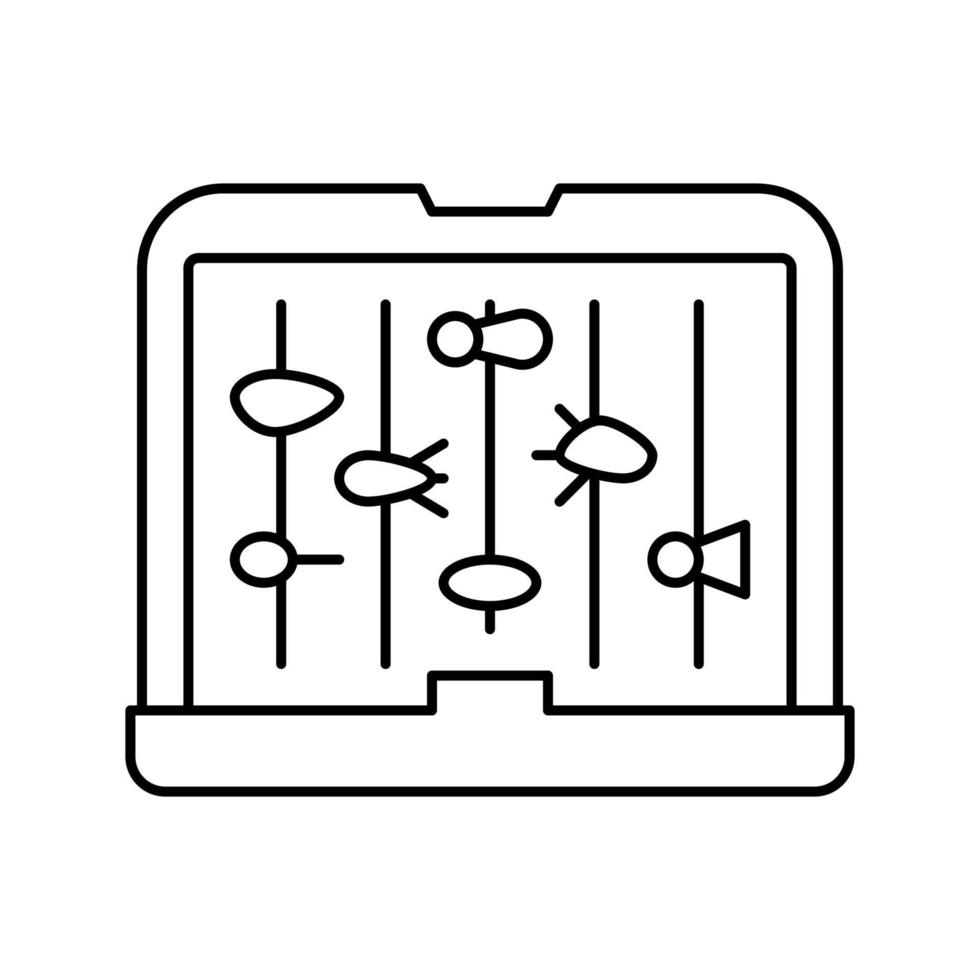ilustração vetorial de ícone de linha de caixa de pesca com mosca vetor