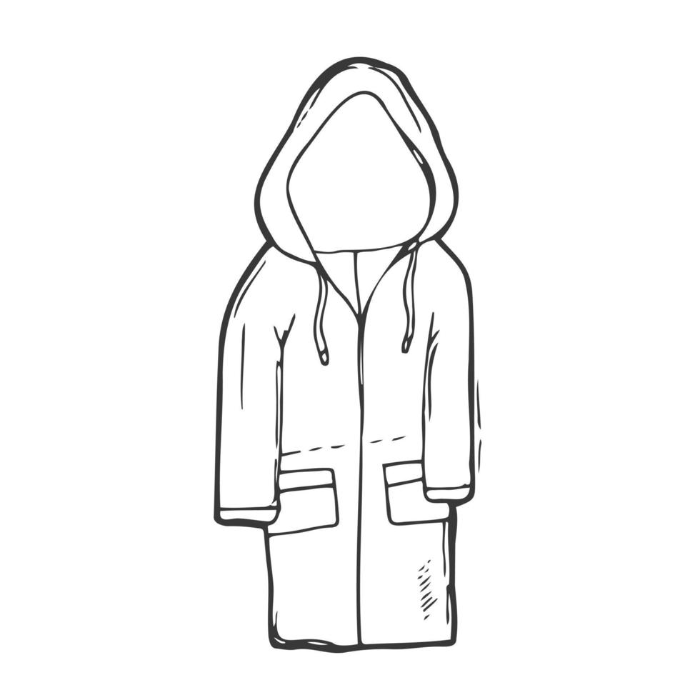 doodle capa de chuva em vetor. casaco de pescador. ilustração de roupas vetor