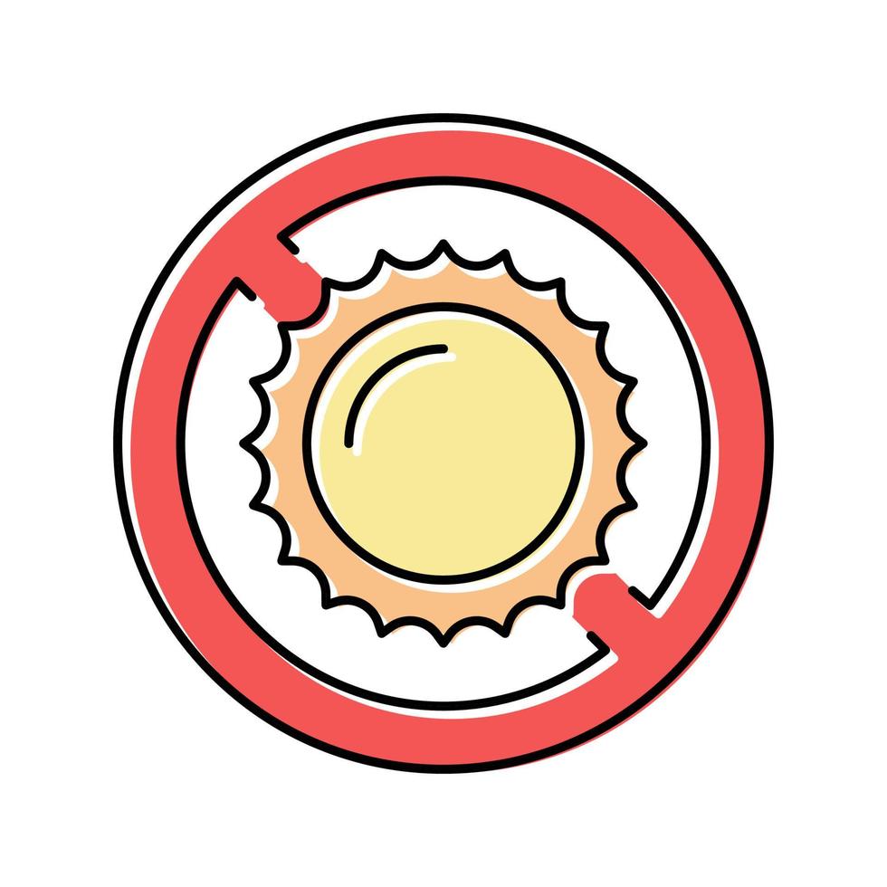ilustração vetorial de ícone de cor de contra-indicação do sol vetor