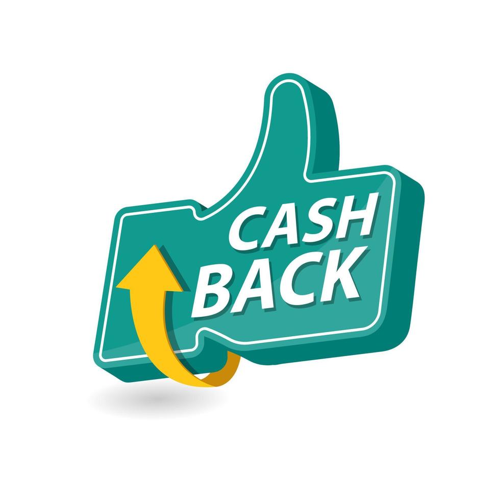 ícone de devolução do dinheiro do vetor isolado no fundo branco. cashback ou etiqueta de reembolso de dinheiro