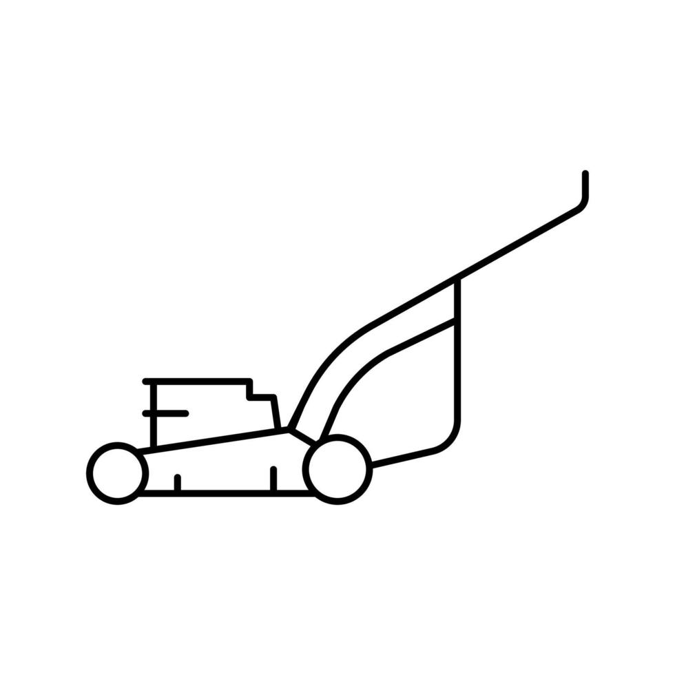 cortador de grama para ilustração vetorial de ícone de linha de grama cortada vetor