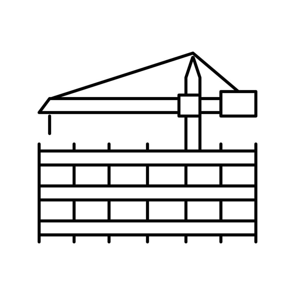 ilustração vetorial de ícone de linha de instalação de piso de guindaste vetor
