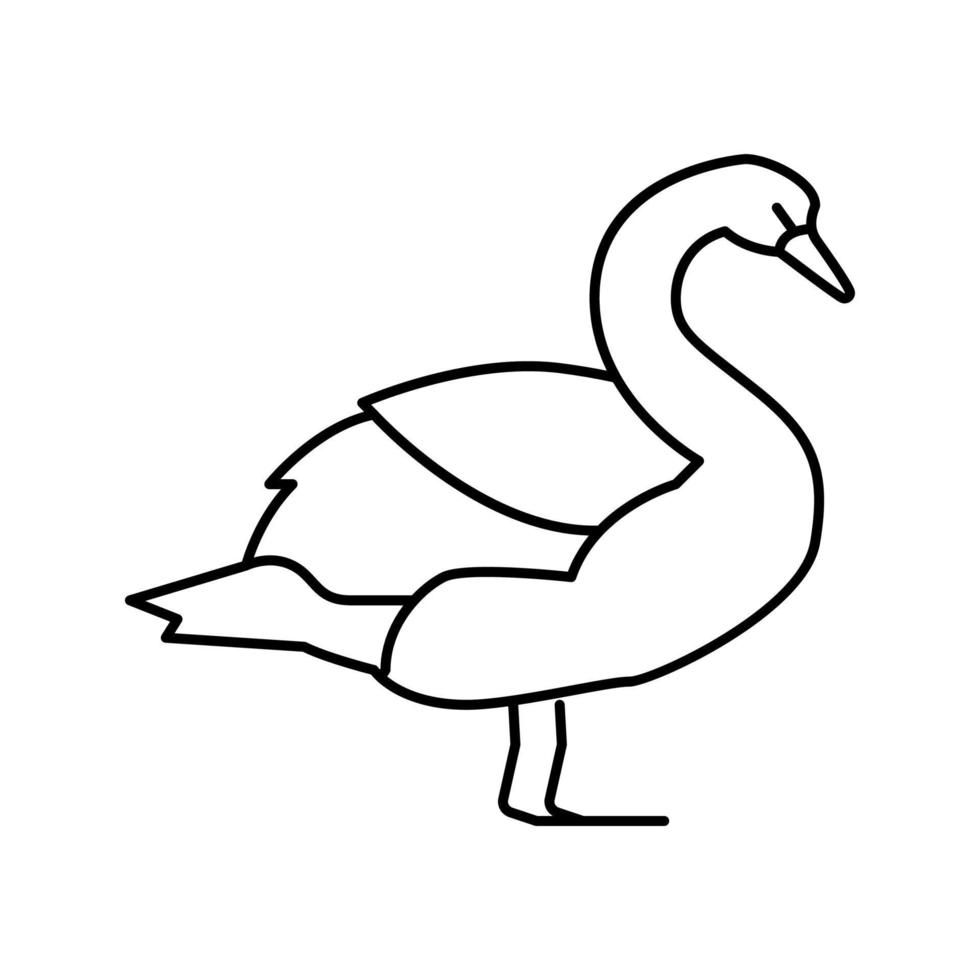 ilustração vetorial de ícone de linha de pássaro selvagem de cisne vetor