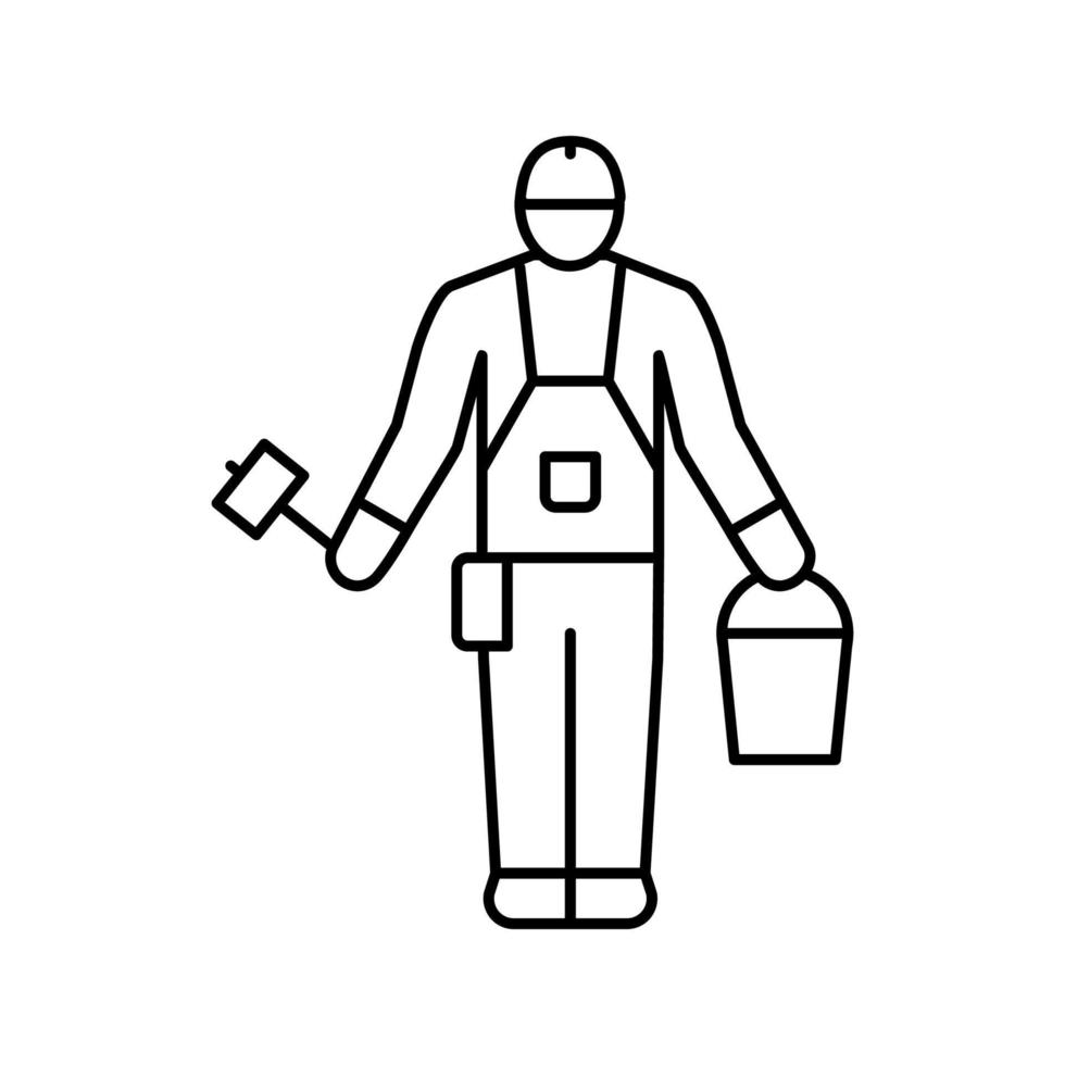ilustração em vetor ícone de linha de reparo de ferramenta construtor