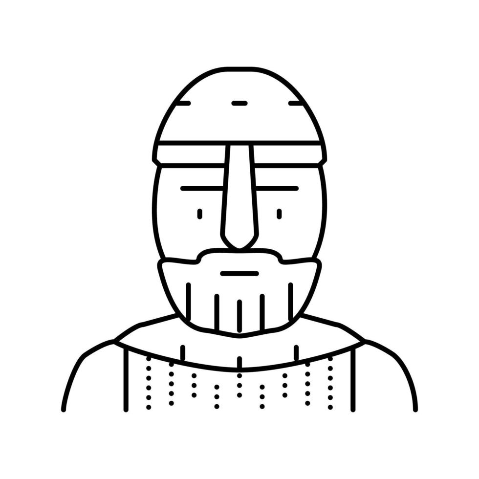 guerreiro viking ilustração vetorial de ícone de linha medieval vetor