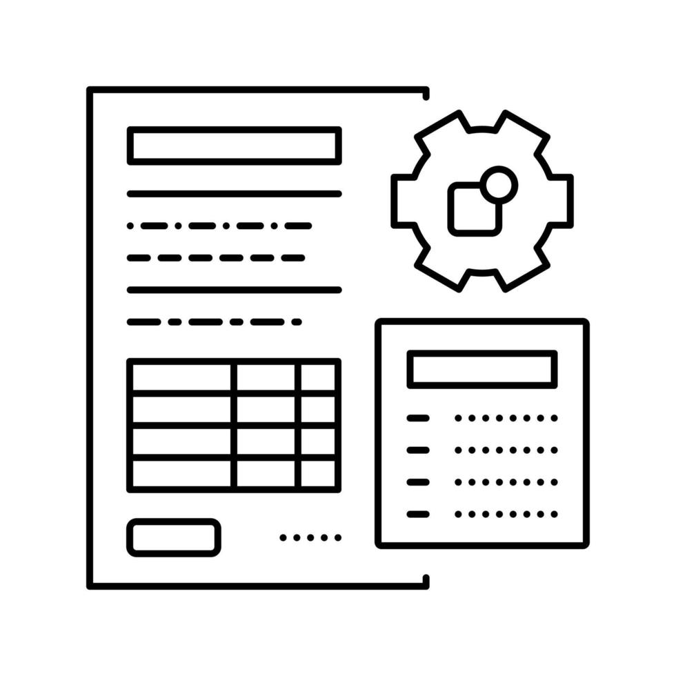 ilustração em vetor ícone de linha de ocupação de finanças erp de contabilidade