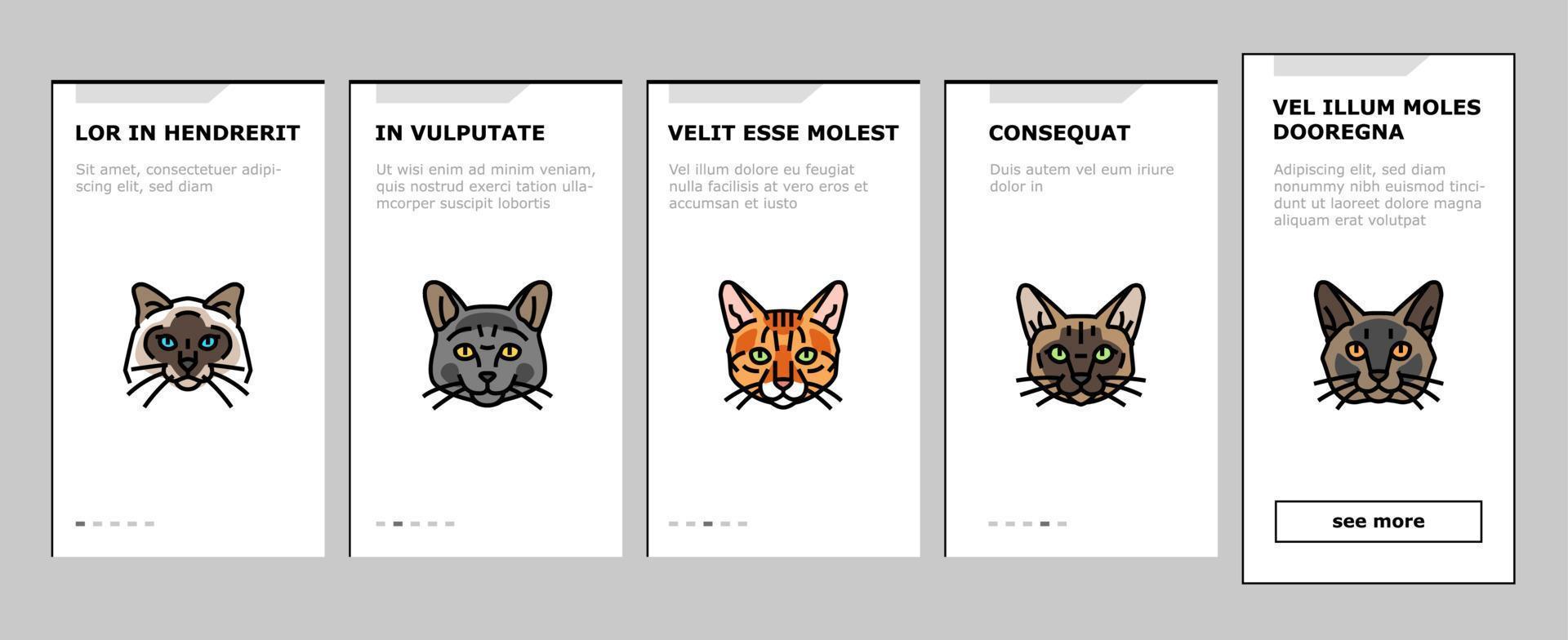 gato fofo animal de estimação gatinho engraçado conjunto de ícones de integração vetor