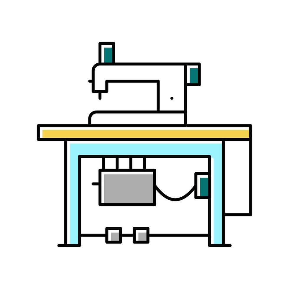 ilustração vetorial de ícone de cor de local de trabalho têxtil de máquina de costura vetor