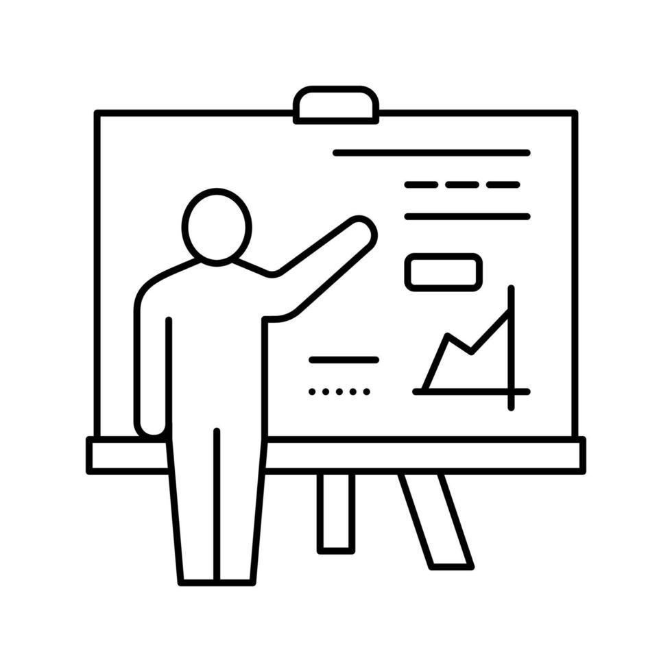 ilustração em vetor de ícone de linha de apresentação de aluno