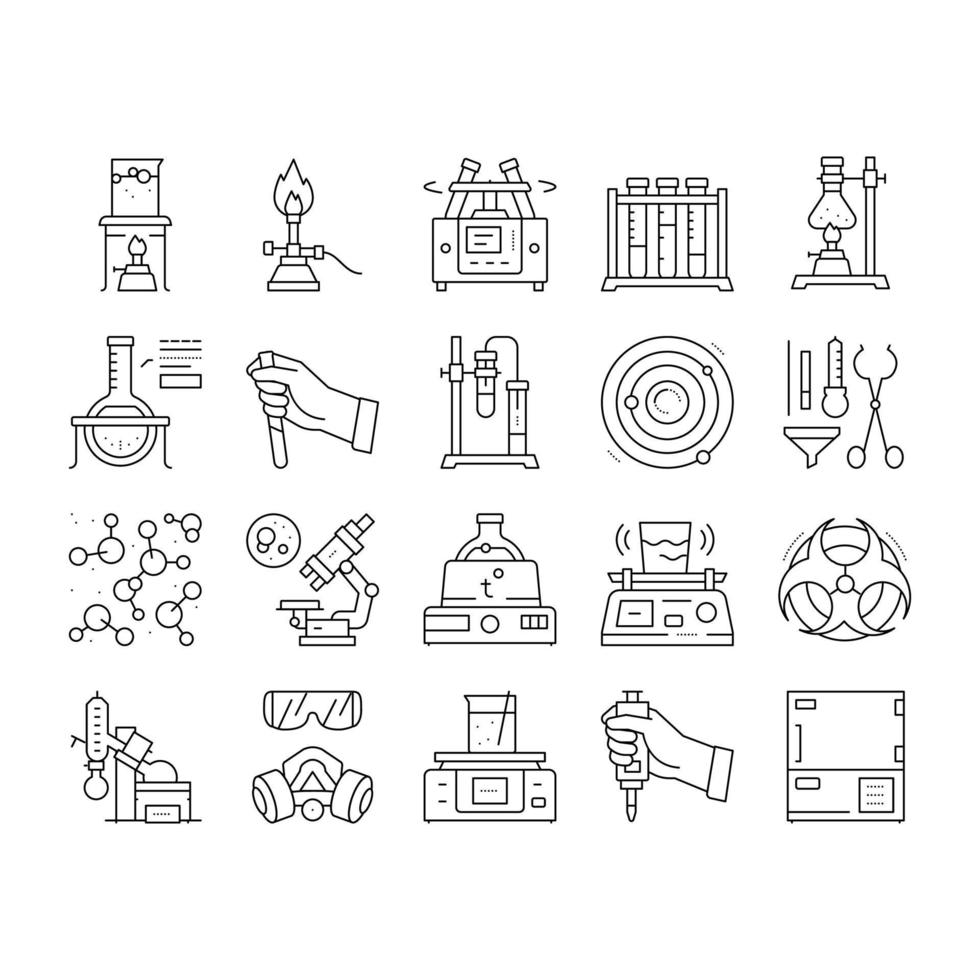 conjunto de ícones de coleção de laboratório de química ilustração vetorial vetor