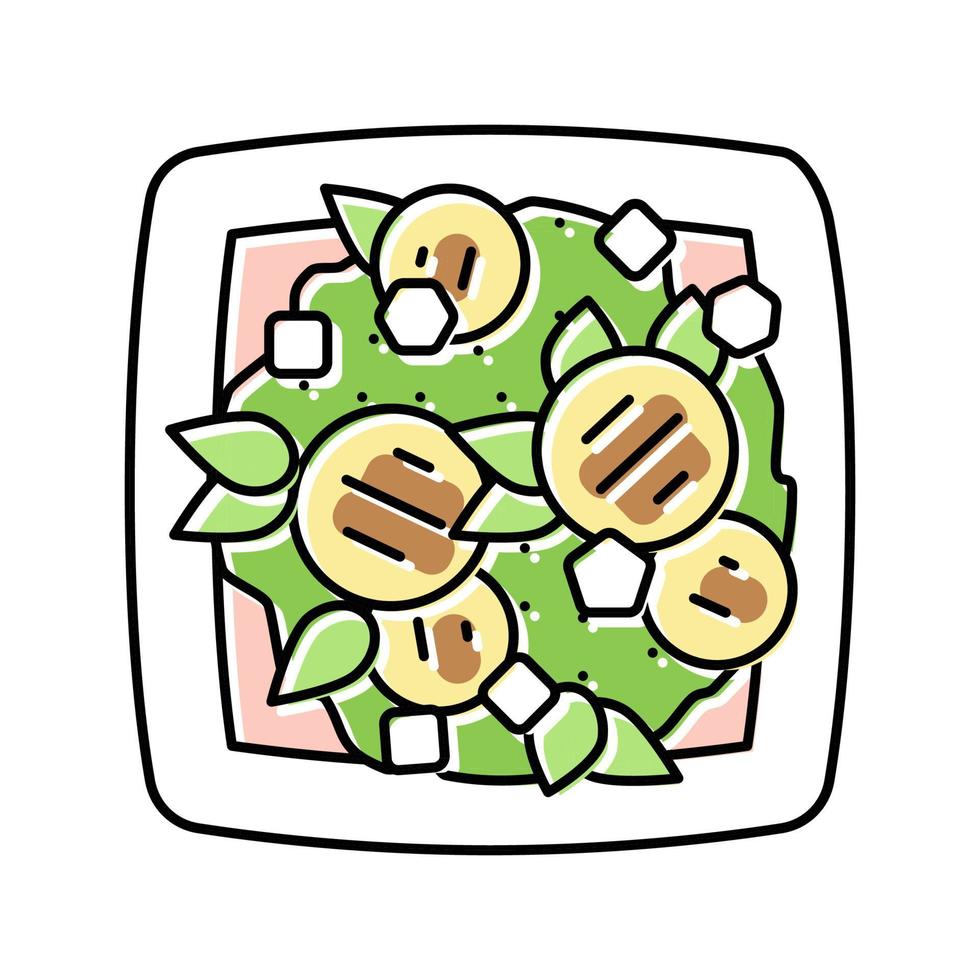 salada preparada a partir de ilustração vetorial de ícone de cor de ingrediente de berinjela vetor