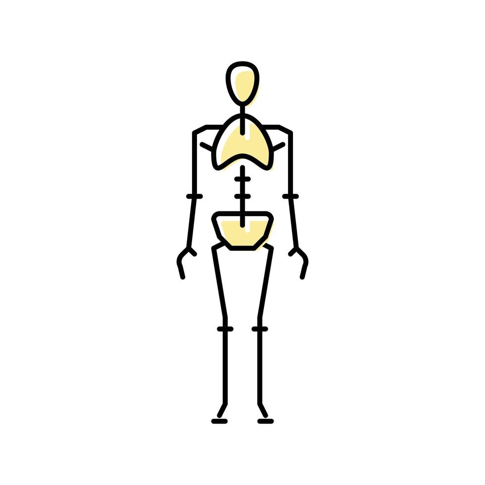 ilustração em vetor de ícone de cor humana de ossos de esqueleto