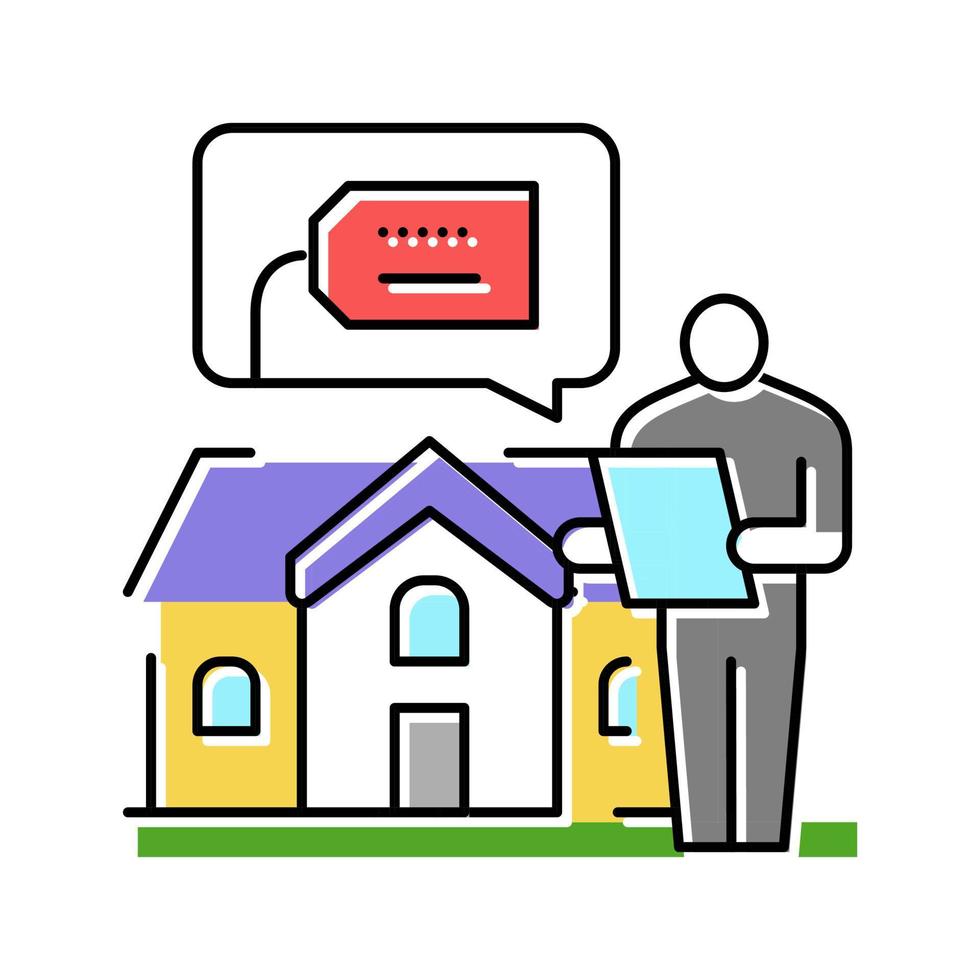 ilustração em vetor ícone de cor de casa de propriedade de aluguel de corretor