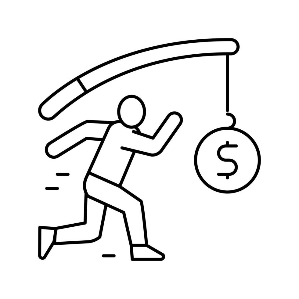 empregado correndo para ilustração vetorial de ícone de linha de dinheiro vetor