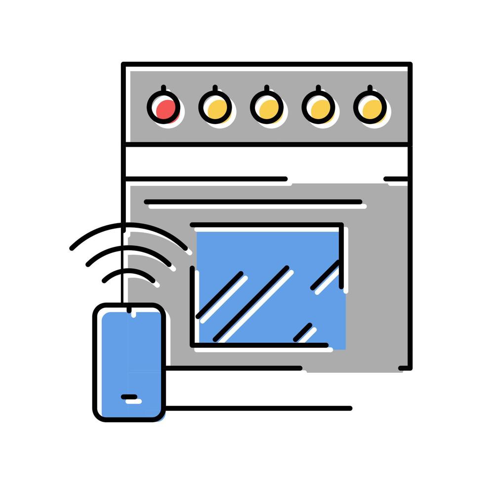 ilustração em vetor ícone de cor de controle remoto de fogão de cozinha