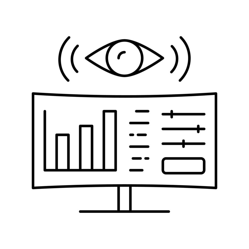 ilustração em vetor ícone de linha do sistema de monitoramento