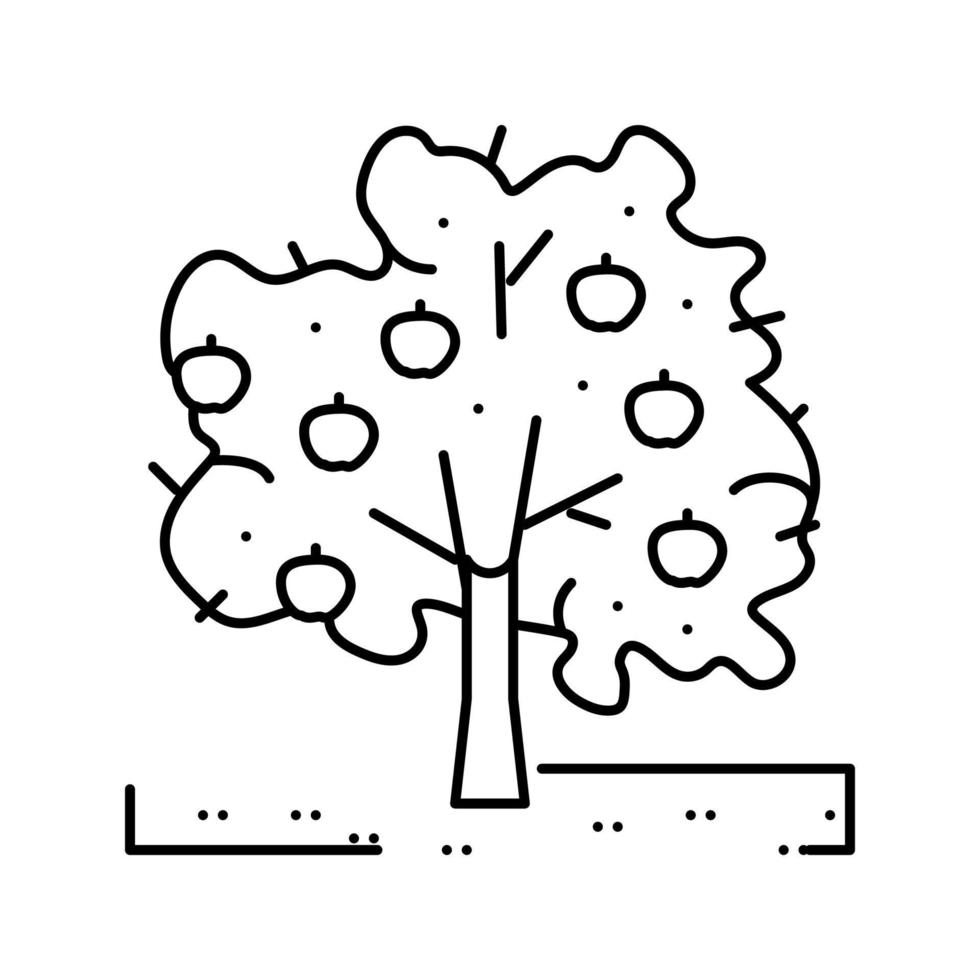 ilustração em vetor ícone de linha de frutas de maçã de árvore