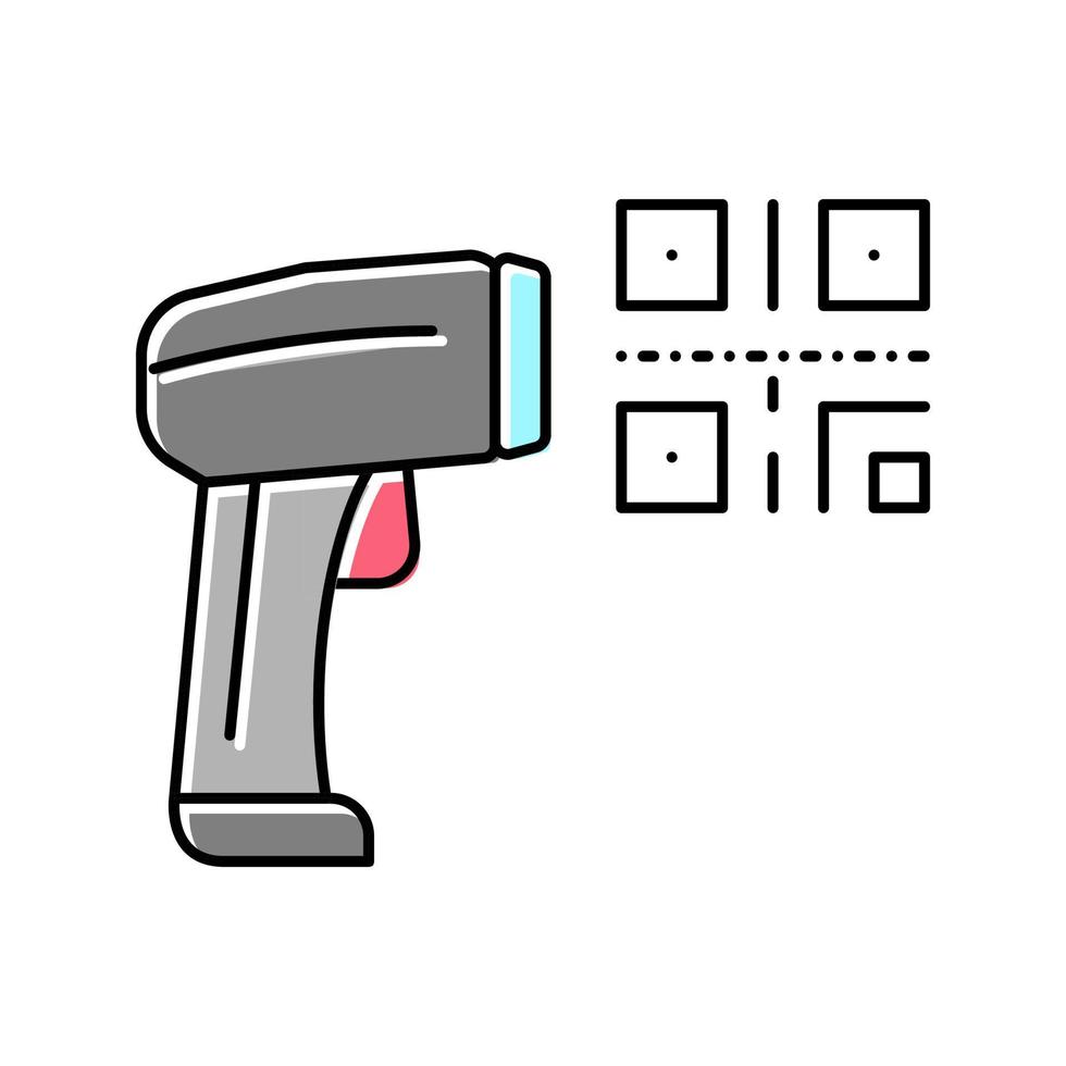 pistola para digitalizar a ilustração isolada do vetor do ícone de cor do código de barras