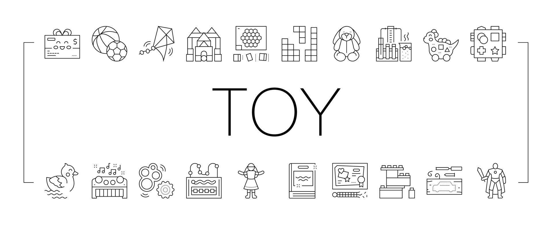 conjunto de ícones de coleção de produtos de venda de loja de brinquedos vetor