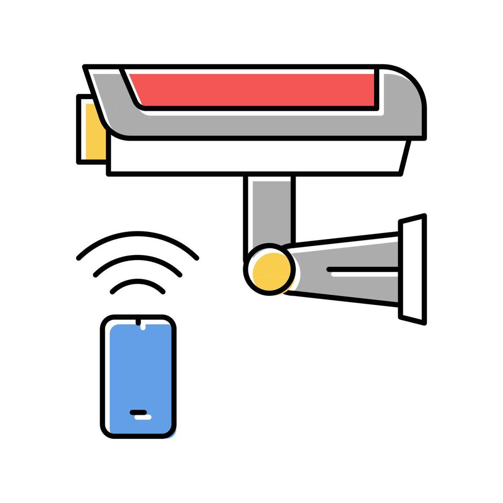 câmera de vídeo, ilustração em vetor ícone de cor de controle remoto do sistema de segurança