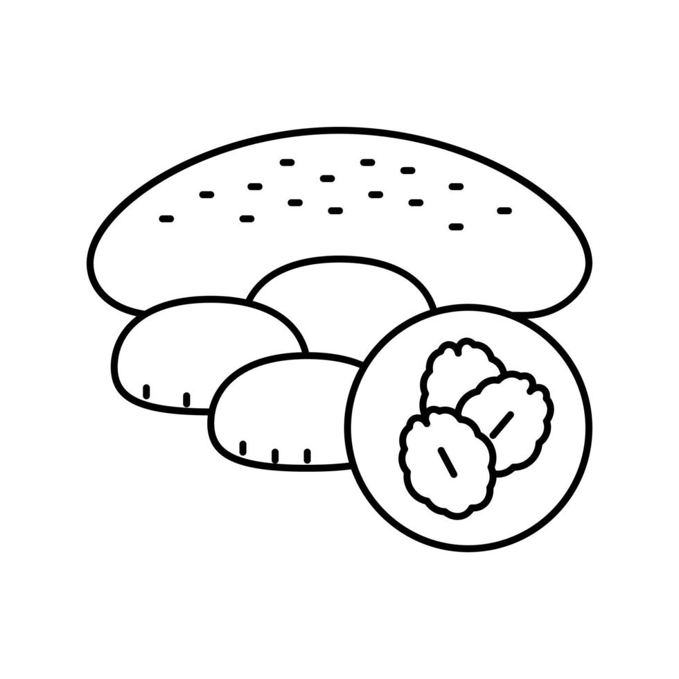 ilustração vetorial de ícone de linha de sobremesa assada com aveia vetor