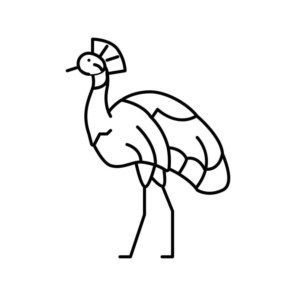 ilustração em vetor ícone de linha exótica pássaro guindaste coroado africano