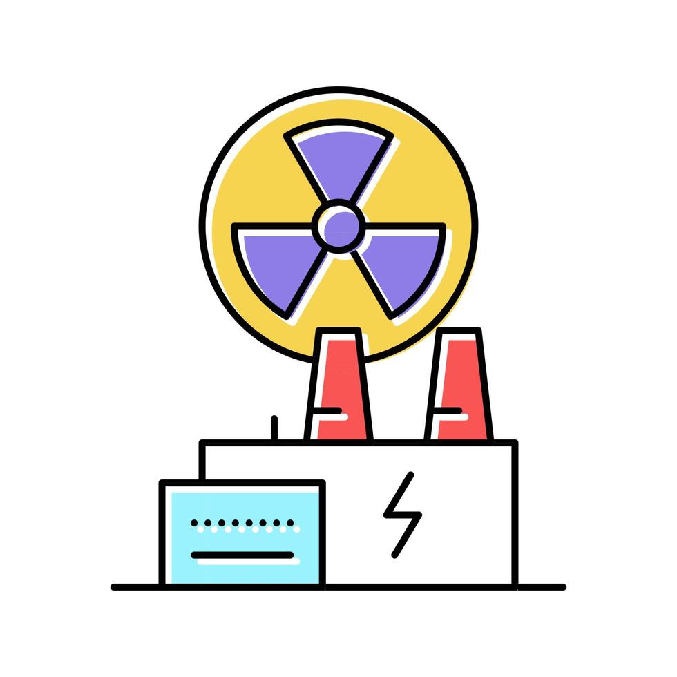 ilustração plana de vetor de ícone de cor de usina nuclear