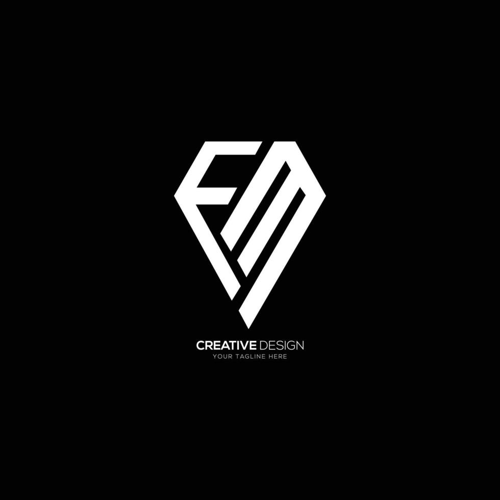 fm letra logotipo moderno em forma de diamante vetor