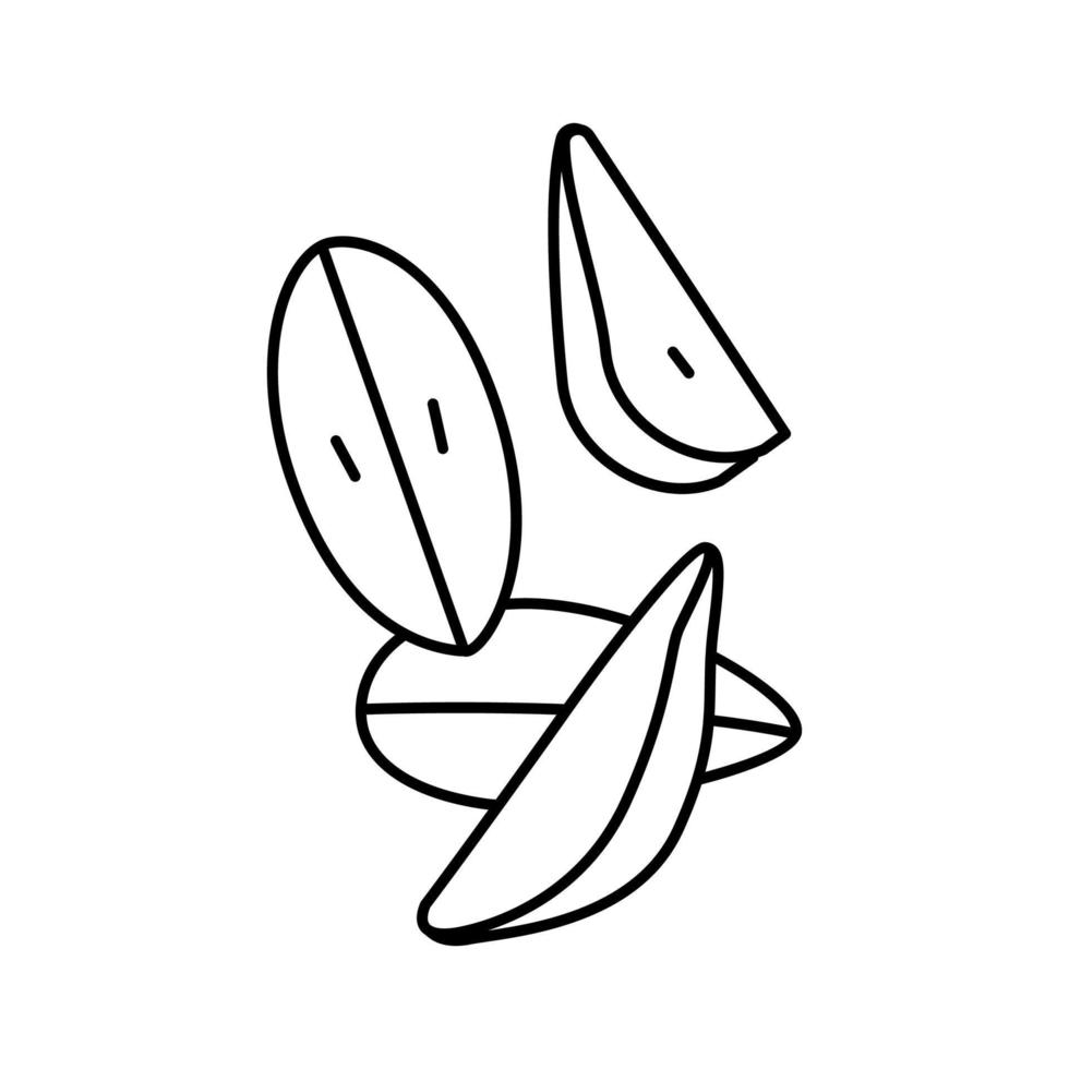 ilustração vetorial de ícone de linha de corte de comida de fatia de pêra vetor