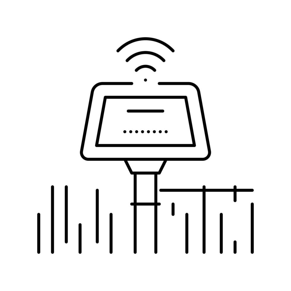 ilustração vetorial de ícone de linha de fazenda inteligente de agricultura de sensor vetor