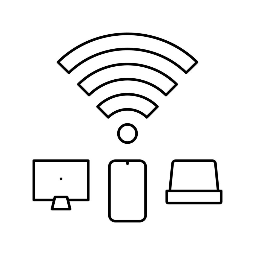 ilustração em vetor ícone de linha de dispositivos de conexão à internet