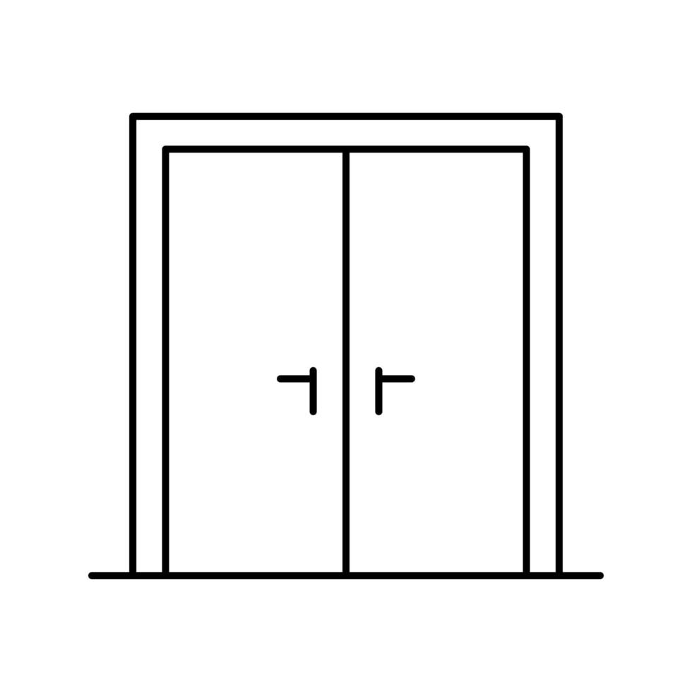ilustração vetorial de ícone de linha de porta dupla de madeira vetor