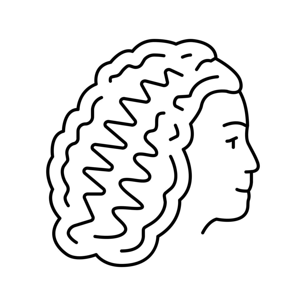 ilustração vetorial de ícone de linha de penteado de cachos vetor