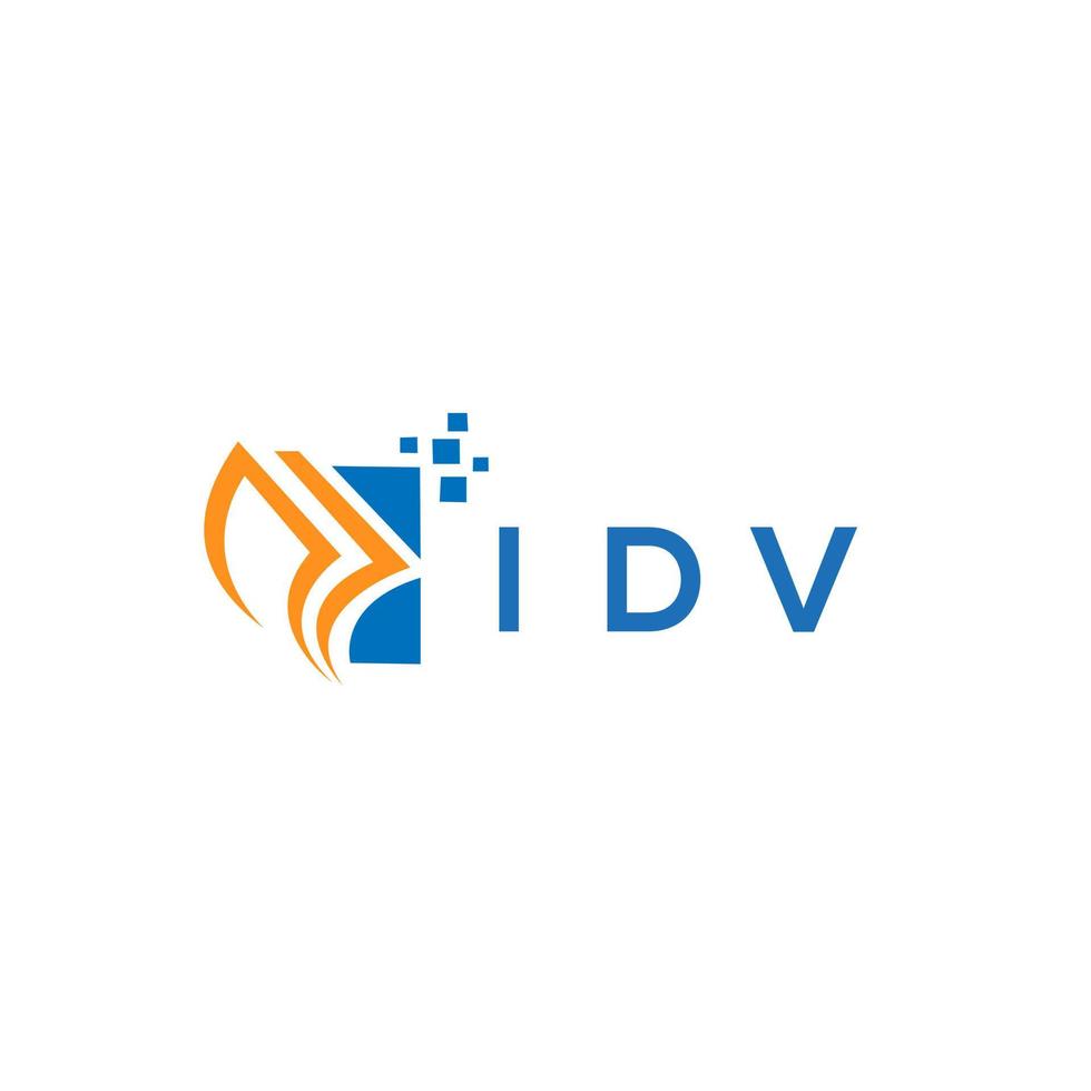 design de logotipo de finanças de negócios iidv. idv design de logotipo de contabilidade de reparo de crédito em fundo branco. letra do gráfico de crescimento das iniciais do criativo idv vetor