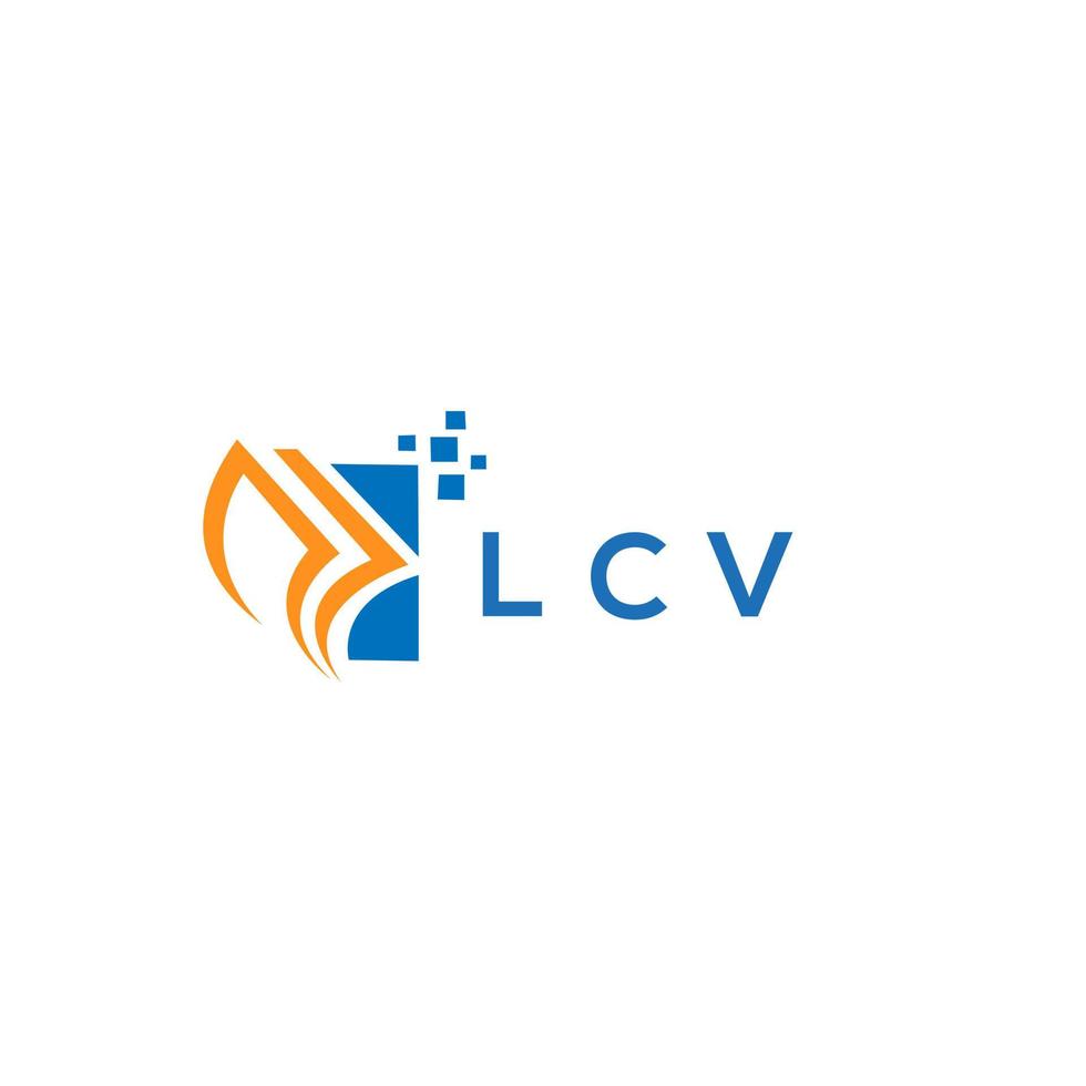 conceito de logotipo de carta de gráfico de crescimento de iniciais criativas lcv. design de logotipo de finanças de negócios lcv. lcv design de logotipo de contabilidade de reparo de crédito em fundo branco. letra do gráfico de crescimento das iniciais criativas lcv vetor