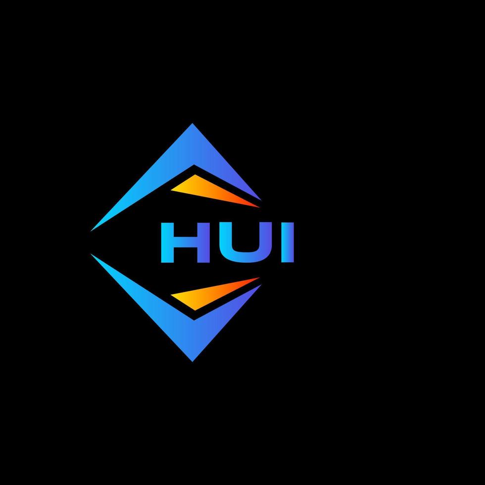 design de logotipo de tecnologia abstrata hui em fundo preto. conceito de logotipo de letra de iniciais criativas hui. vetor