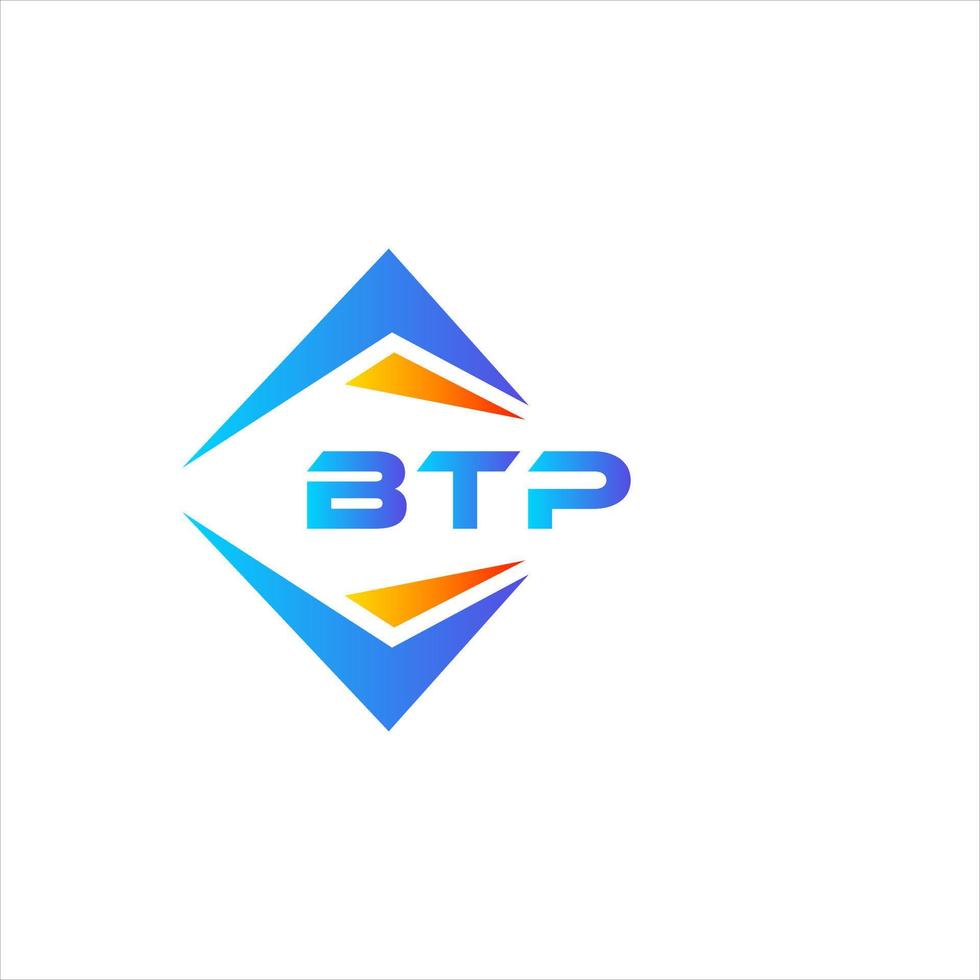 design de logotipo de tecnologia abstrata btp em fundo branco. conceito de logotipo de carta de iniciais criativas btp. vetor