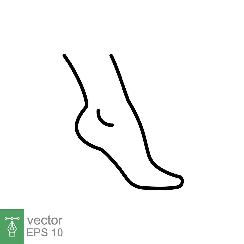 pé, ícone da linha do tornozelo. estilo de estrutura de tópicos pode ser usado para web, mobile, interface do usuário. dor, quadril, ortopedia, anatomia, corpo, conceito de cuidado. ilustração em vetor logotipo isolada no fundo branco. eps 10.