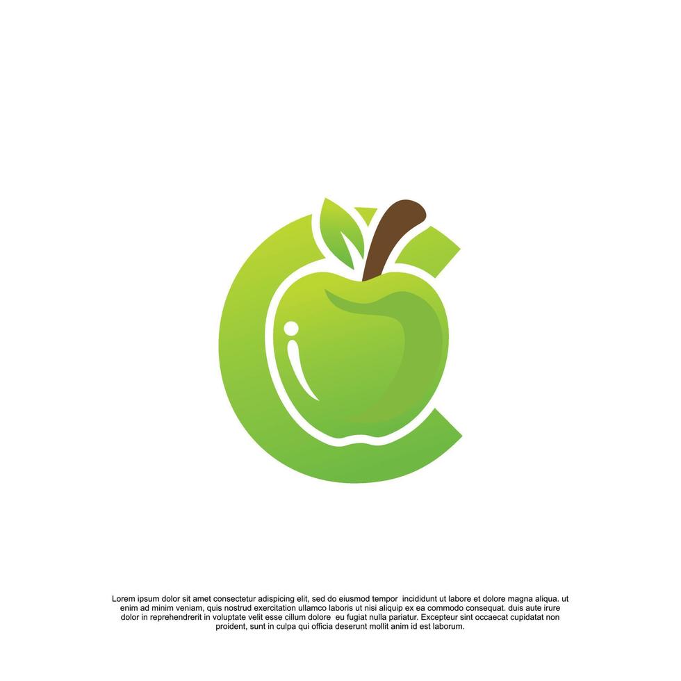 design de logotipo da letra c com modelo de fruta logotipo fresco vetor premium