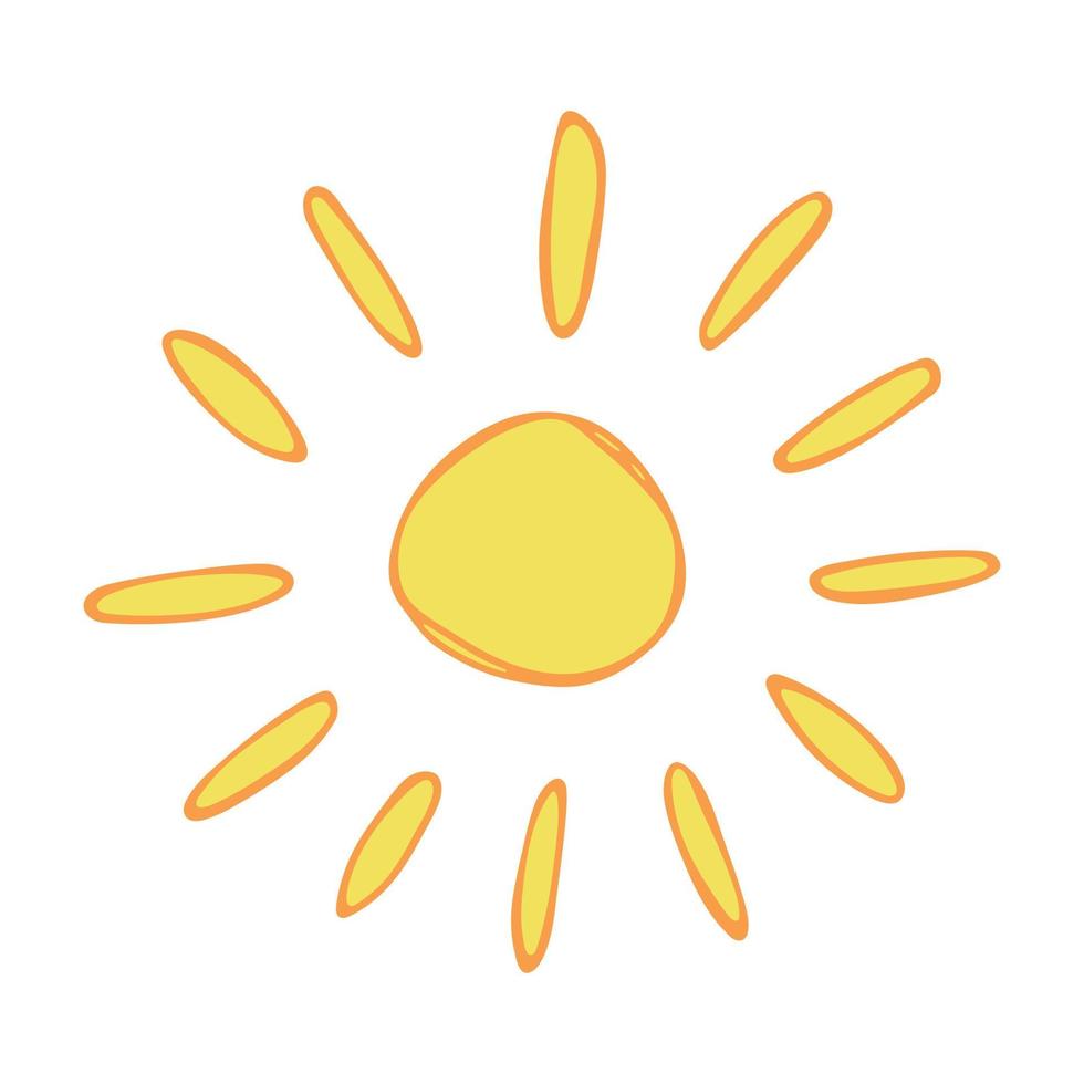 símbolo de sol abstrato desenhado à mão. rabisco de verão. elemento de vetor único para design