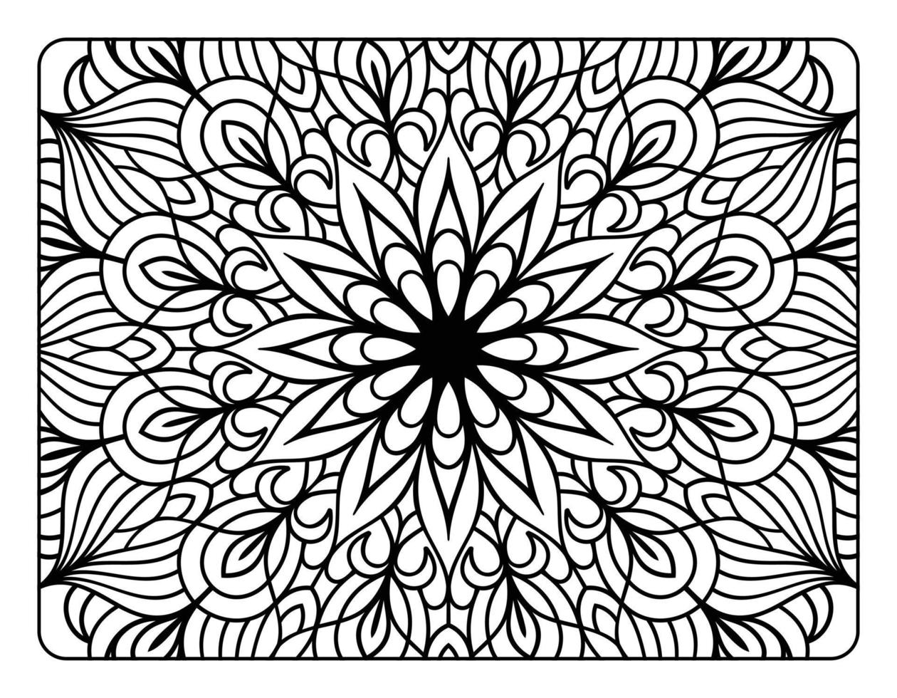 página de coloração de mandala para adultos, arte de doodle de mandala floral desenhada à mão, página de coloração de mandala para relaxamento adulto vetor