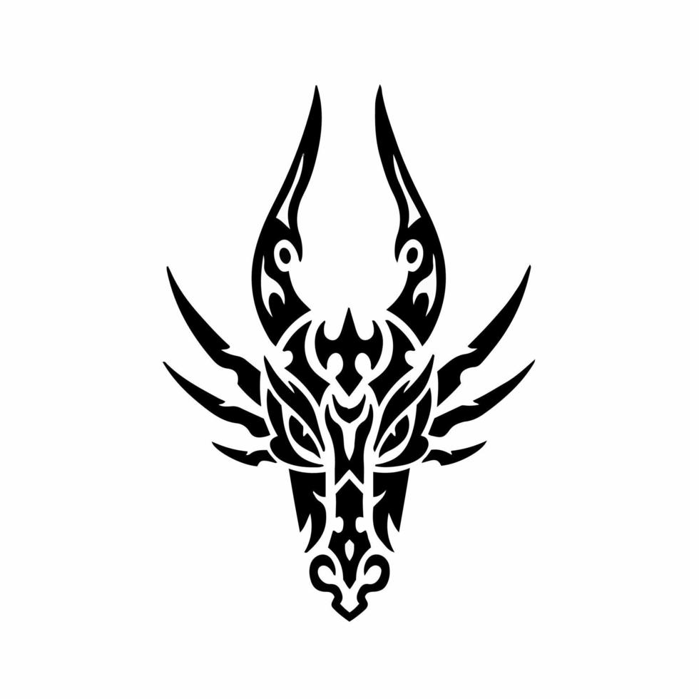 logotipo de cabeça de dragão tribal. desenho de tatuagem. ilustração vetorial de estêncil animal vetor