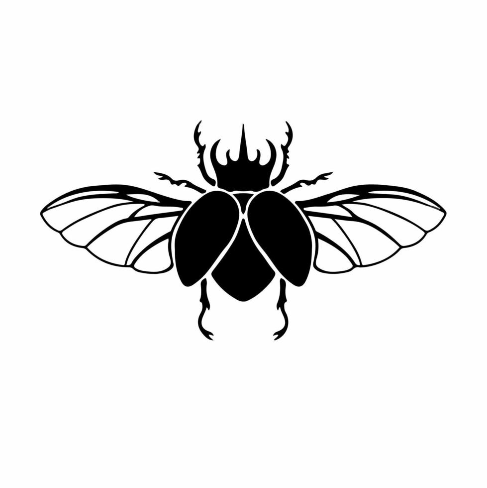 símbolo do logotipo do besouro. projeto do estêncil. ilustração em vetor tatuagem animal.