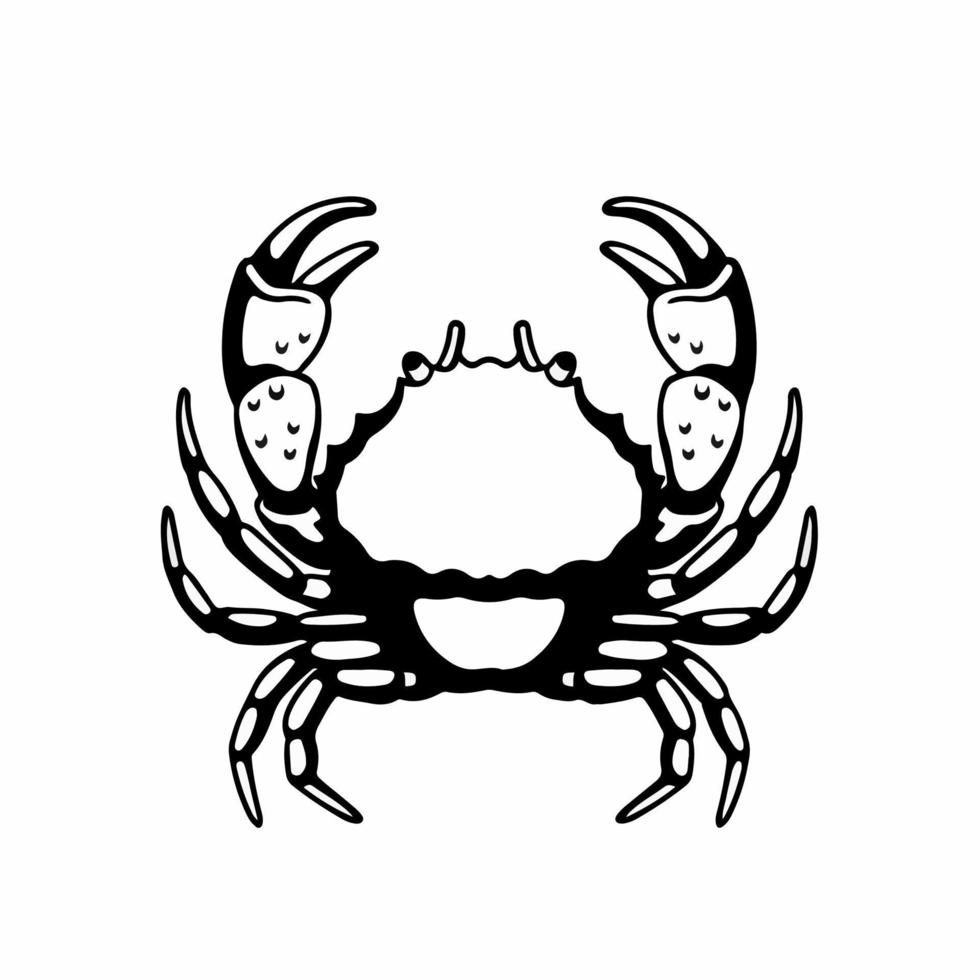 símbolo do logotipo do caranguejo. projeto do estêncil. ilustração em vetor tatuagem animal.