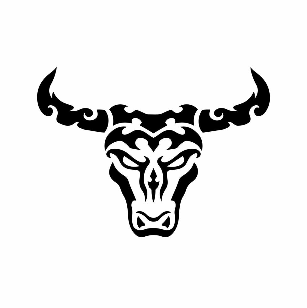 logotipo de cabeça de touro tribal. desenho de tatuagem. ilustração vetorial de estêncil animal vetor