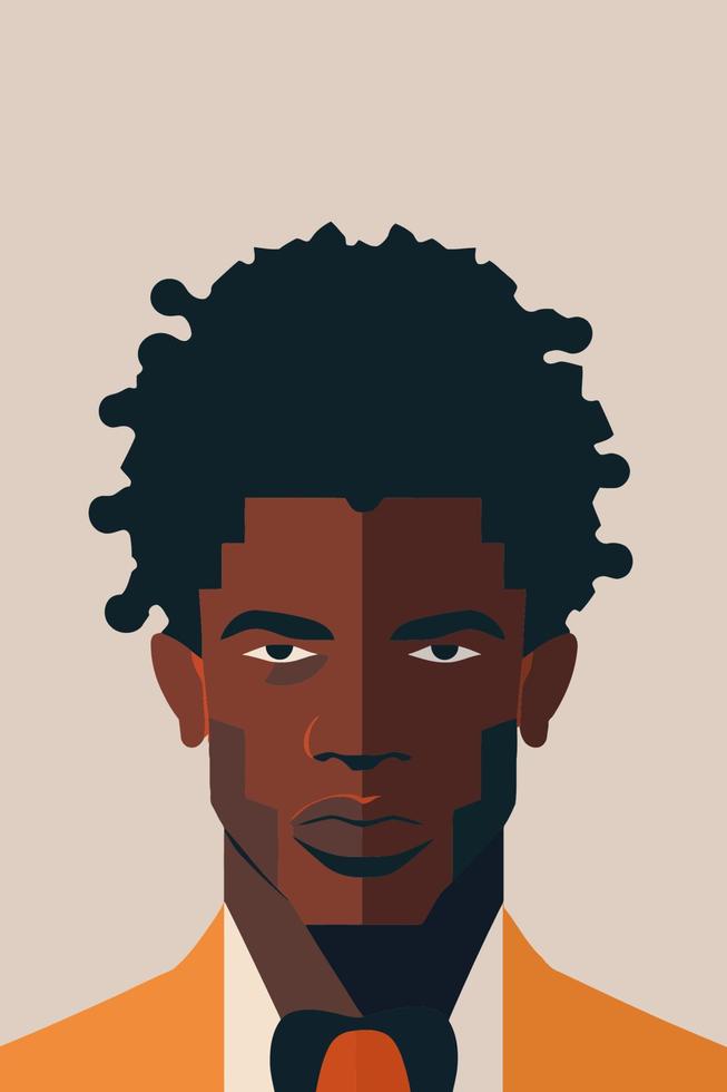 homem afro-americano com penteado afro. ilustração vetorial. vetor